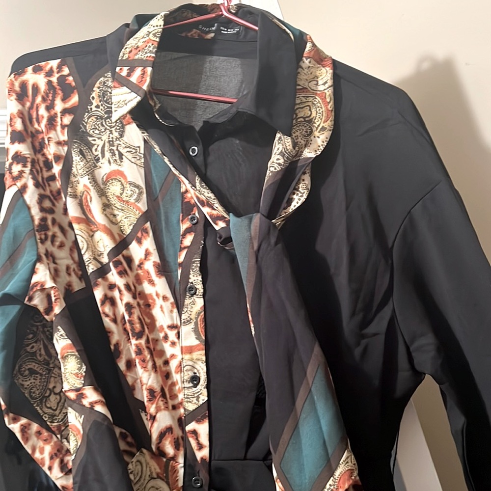 BEAUTIFUL BEAUTIFUL SHEIN WOMENSWEAR BUTTON-DOWN WOMENS DRESS W/ WRAP